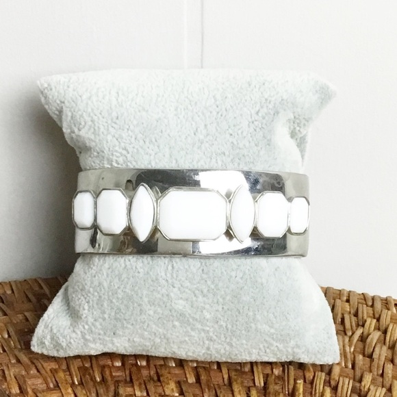 Givenchy Silver & White Jeweled Cuff Bracelet - Picture 1 of 7